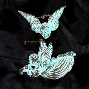 Vintage Verdigris Pressed Tin‎ Angel Tree Ornaments